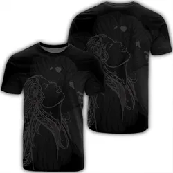 Hawaiian Map Heart Hula Girl Hibiscus Gray Polynesian T-Shirt - AH