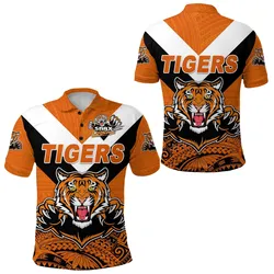 Papua New Guinea Lae Snax Tigers Polo Shirt Rugby Simple Style - Orange LT8