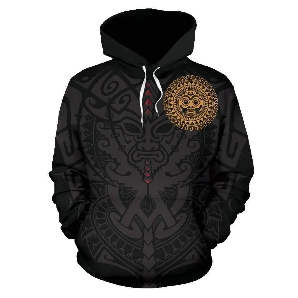 Polynesian All Over Hoodie - Polynesian Face Tattoo 8