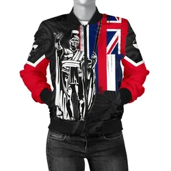 Polynesian Pride Jacket - Hawaii King Flag Polynesian Womens Bomber Jacket - Gray