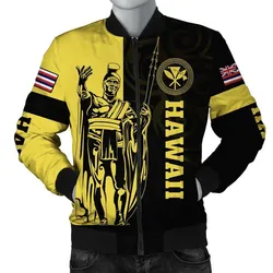 Hawaii King Polynesian Bomber Jacket - Lawla Style Yellow