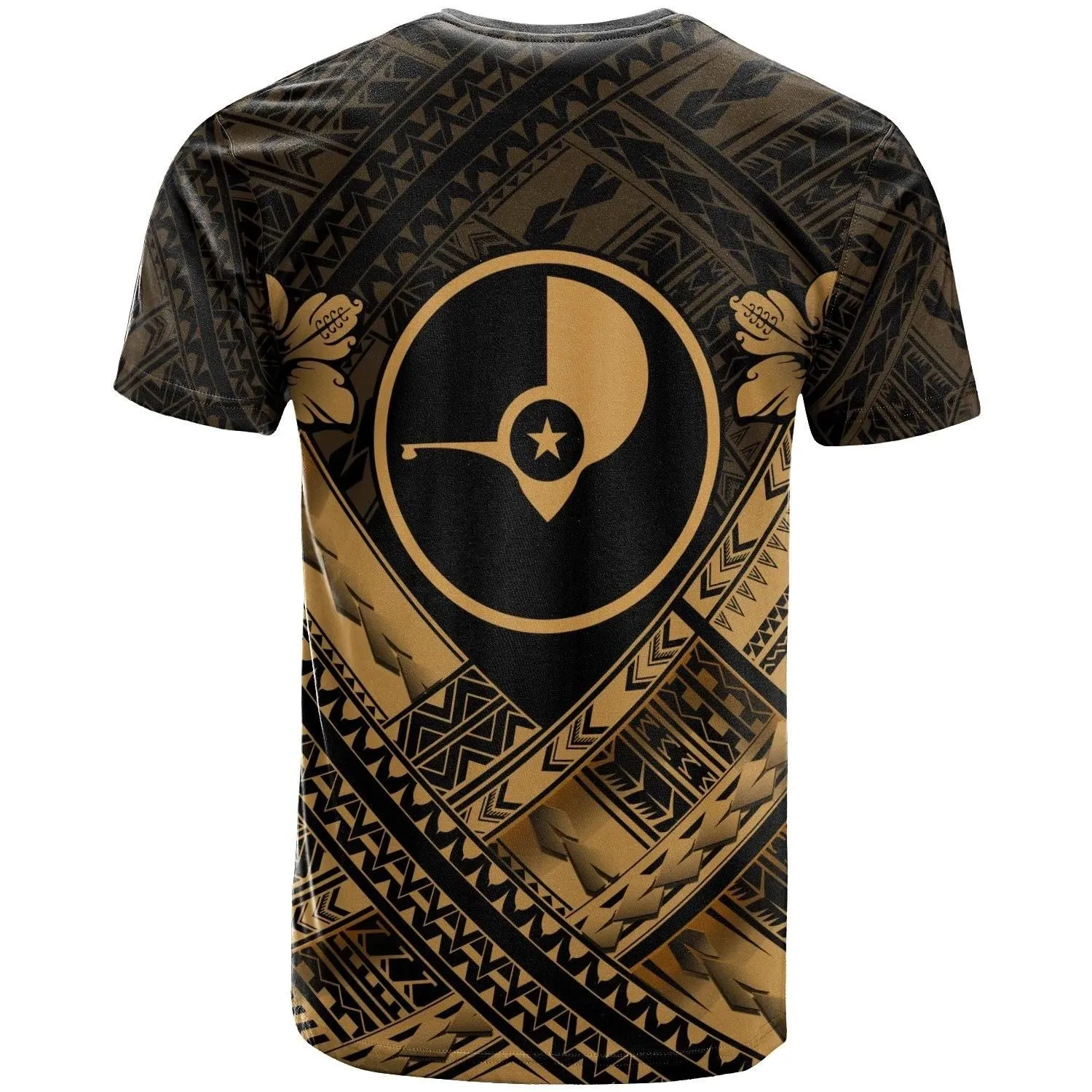 Yap Custom Polynesian T-Shirt - Yap Gold Seal Camisole Hibiscus Style - BN18