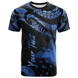 Papua New Guinea Polynesian Custom Personalised T-Shirt - Poly Tattoo Blue Version