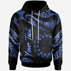 Cook Islands Polynesian Custom Personalised Hoodie - Poly Tattoo Blue Version