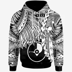 Yap Micronesian Custom Personalised Hoodie - Tribal Wave Tattoo White