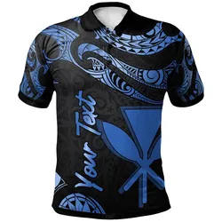 Hawaii Kanaka Maoli Polynesian Custom Personalised Polo Shirt - Poly Tattoo Blue Version