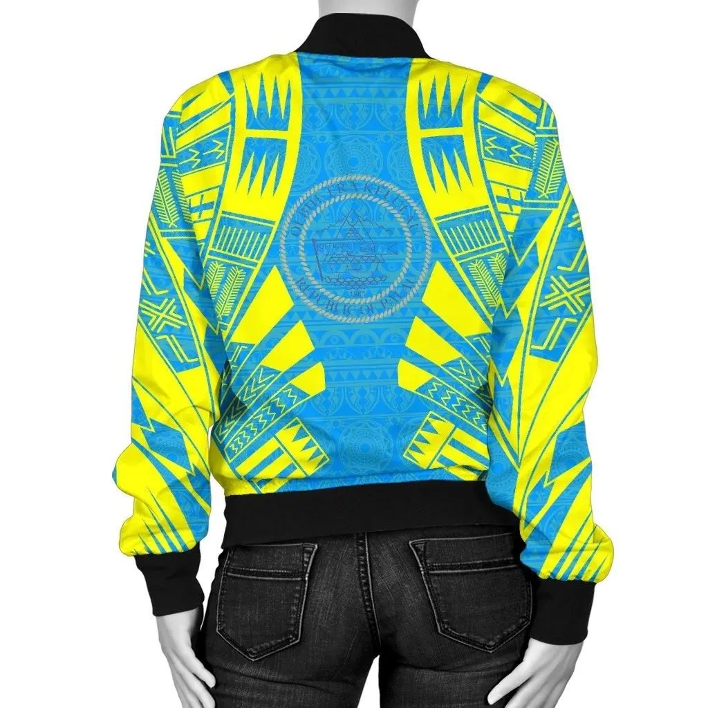 Palau Women Bomber Jacket - Polynesian Tattoo Flag - BN0110