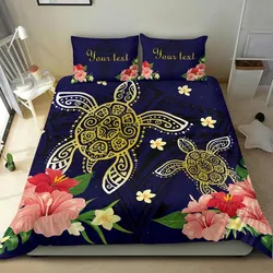 Hawaii Turtle Polynesian Hibiscus Plumeria Mix Night - Bedding Set