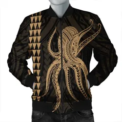 Hawaii Octopus KaKau Polynesian Bomber Jacket - Gold