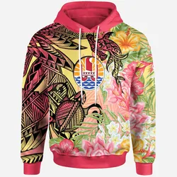 French Polynesia Hoodie - Flowers Tropical With Sea Animals