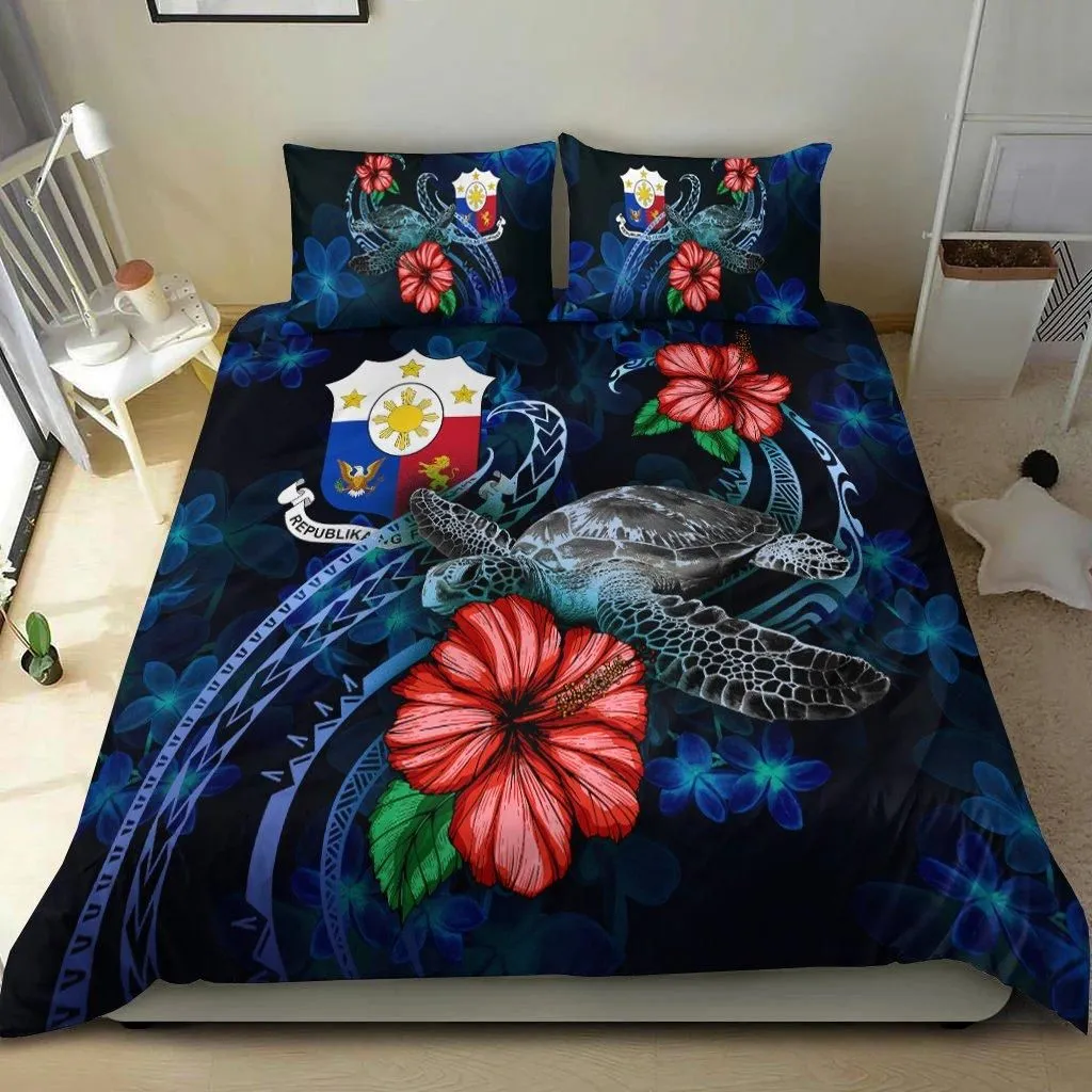 Philippines Polynesian Bedding Set - Blue Turtle Hibiscus