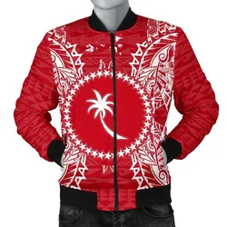 Chuuk Polynesian Mens Bomber Jacket Map Red White
