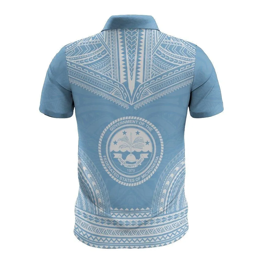 Federated States of Micronesia Polo Shirt - F S M Seal Polynesian Chief Tattoo Flag Version