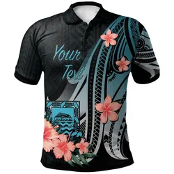 Tuvalu Personalised Custom Polo Shirt - Turquoise Polynesian Hibiscus Pattern Style