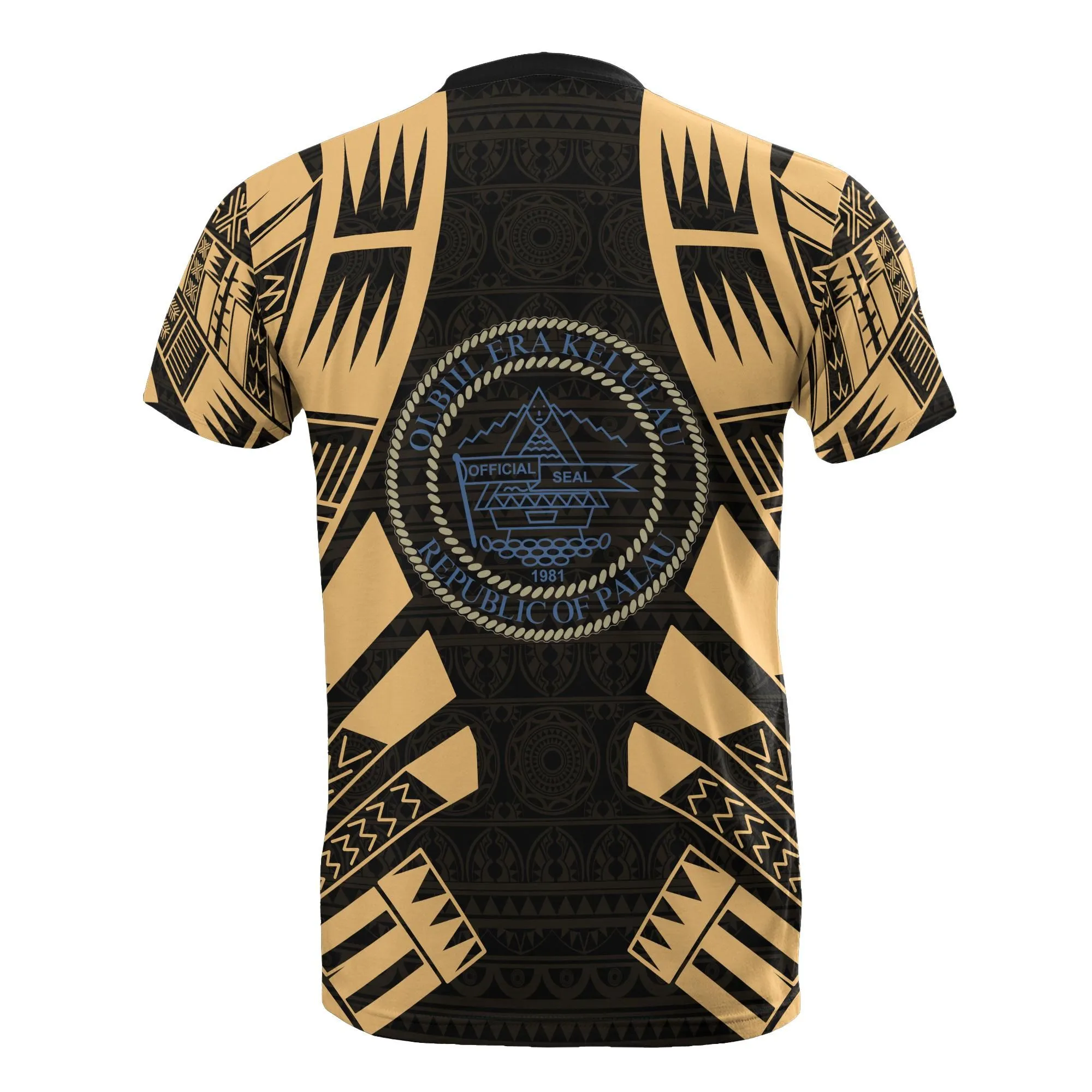 Palau T shirt - Palau Seeal Polynesian Tattoo Gold Style