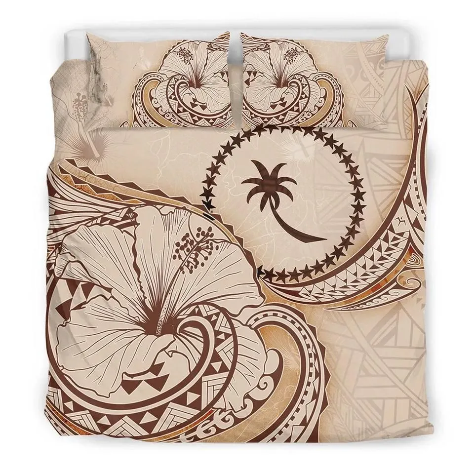 Vibe Hoodie Chuuk Bedding Set - Hibiscus Flower Vintage Style