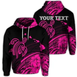 (Personalised) Hawaii Turtle Polynesian Map Plumeria Hoodie Pink - AH