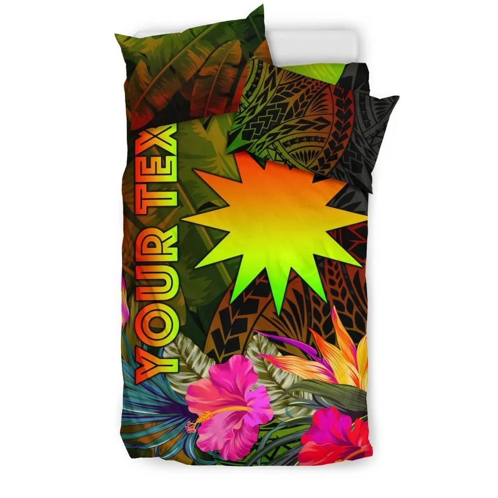 Nauru Polynesian Personalised Bedding Set -  Hibiscus and Banana Leaves - BN15