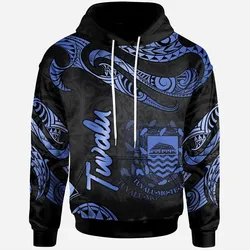 Tuvalu Polynesian Hoodie - Poly Tattoo Blue Version