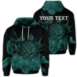 Alohawaii Hoodie - (Personalised) Hawaiian Map Turtle Hibiscus Polynesian Hoodie - Turquoise - AH - J4R