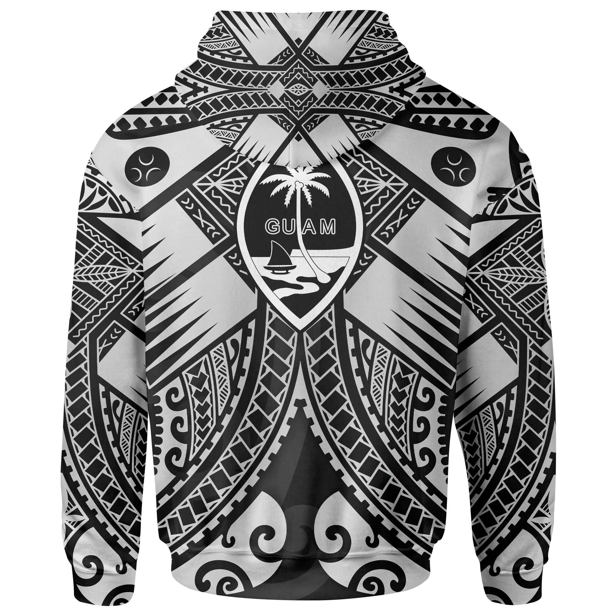 Alohawaii Clothing - Hoodie Guam Polynesian - Guam White Seal With Polynesian Tattoo Ver 01 - Bn18