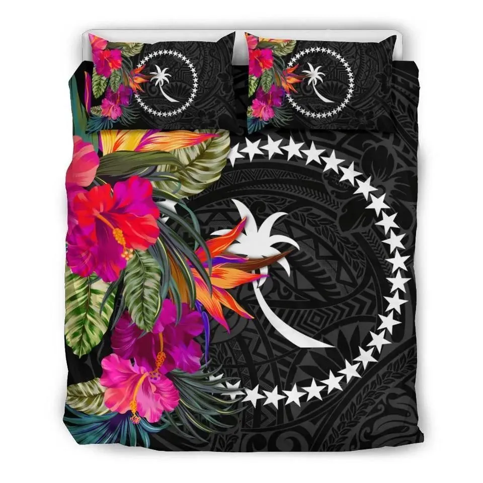 Vibe Hoodie Chuuk Bedding Set - Polynesian Hibiscus Pattern