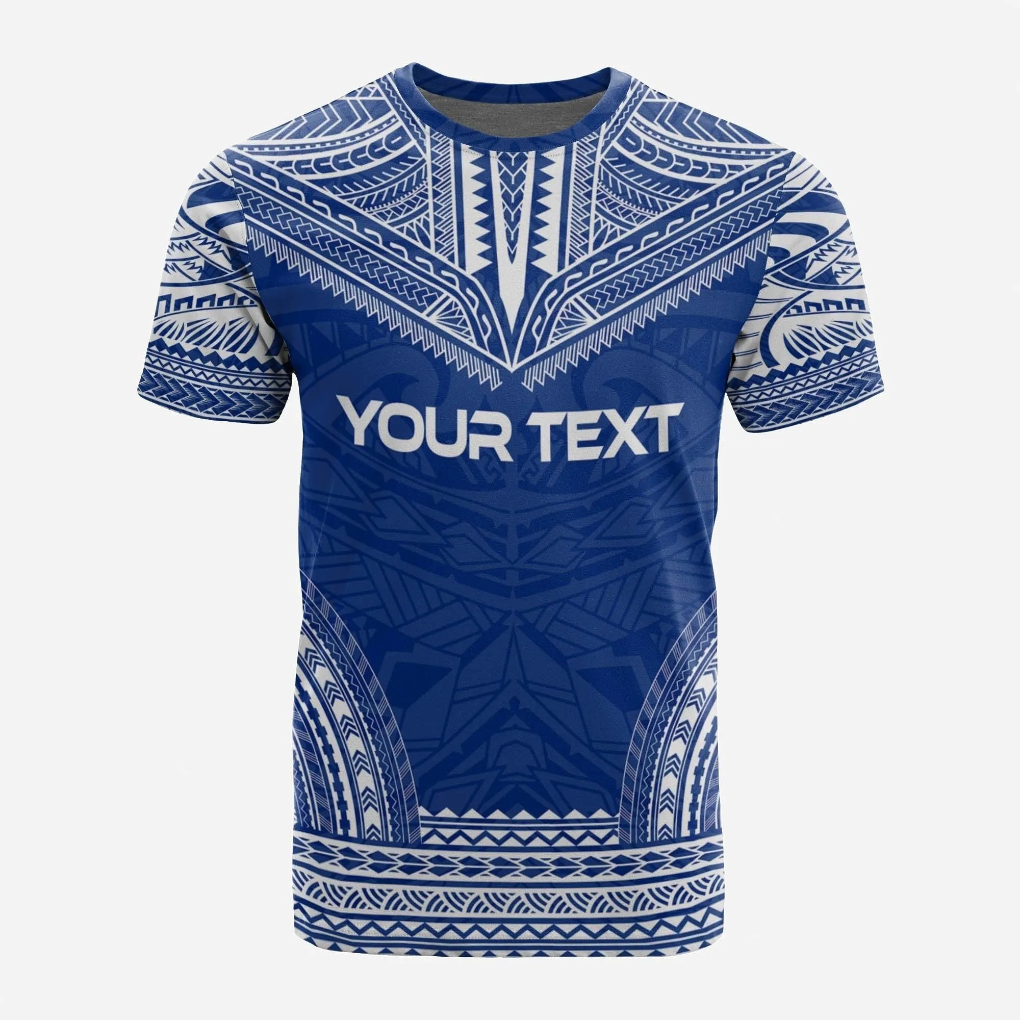Guam Custom Personalised T shirt - Guam Coat of Arms Polynesian Chief Tattoo Blue Version