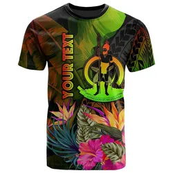 Vanuatu Polynesian Personalised T shirt - Hibiscus and Banana Leaves