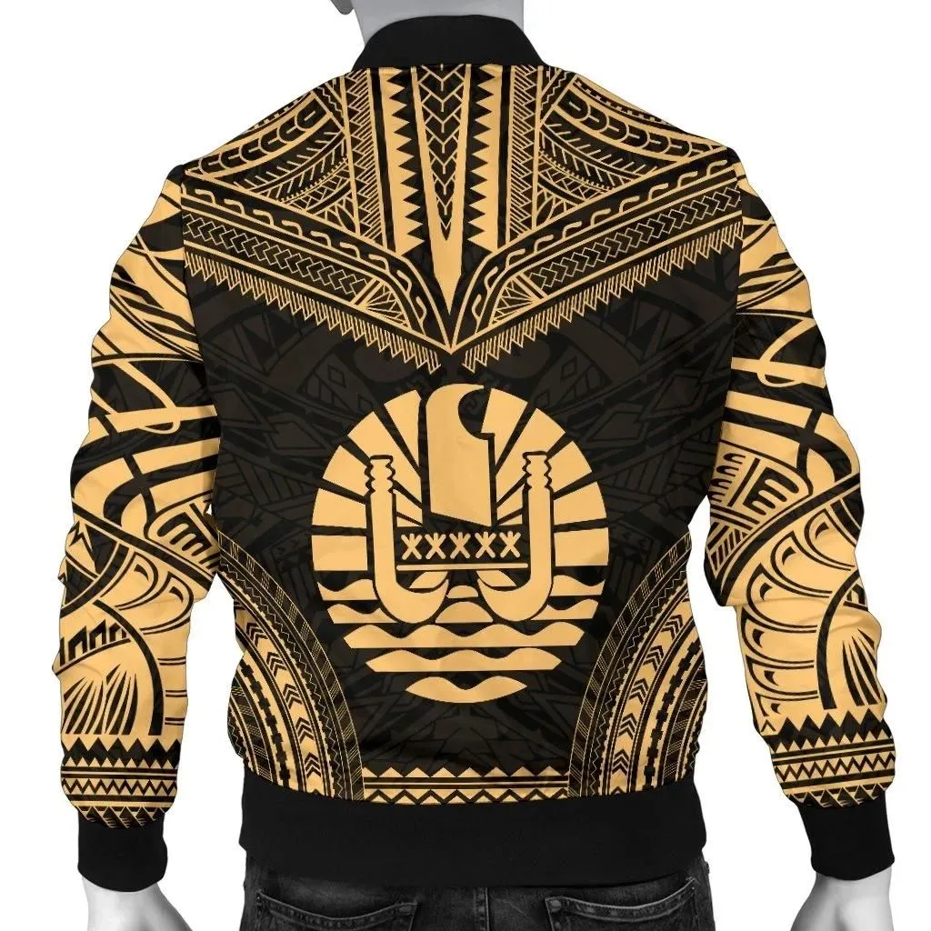 FamilyGater Jacket - Bomber Jacket Tahiti Polynesian Chief - Gold Version - Bn10