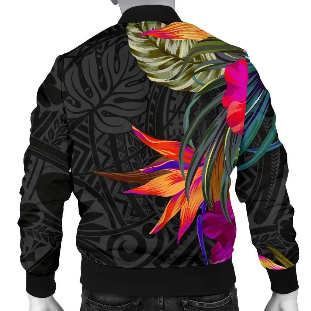Polynesian Custom Personalised Mens Bomber Jacket - Hibiscus Pattern