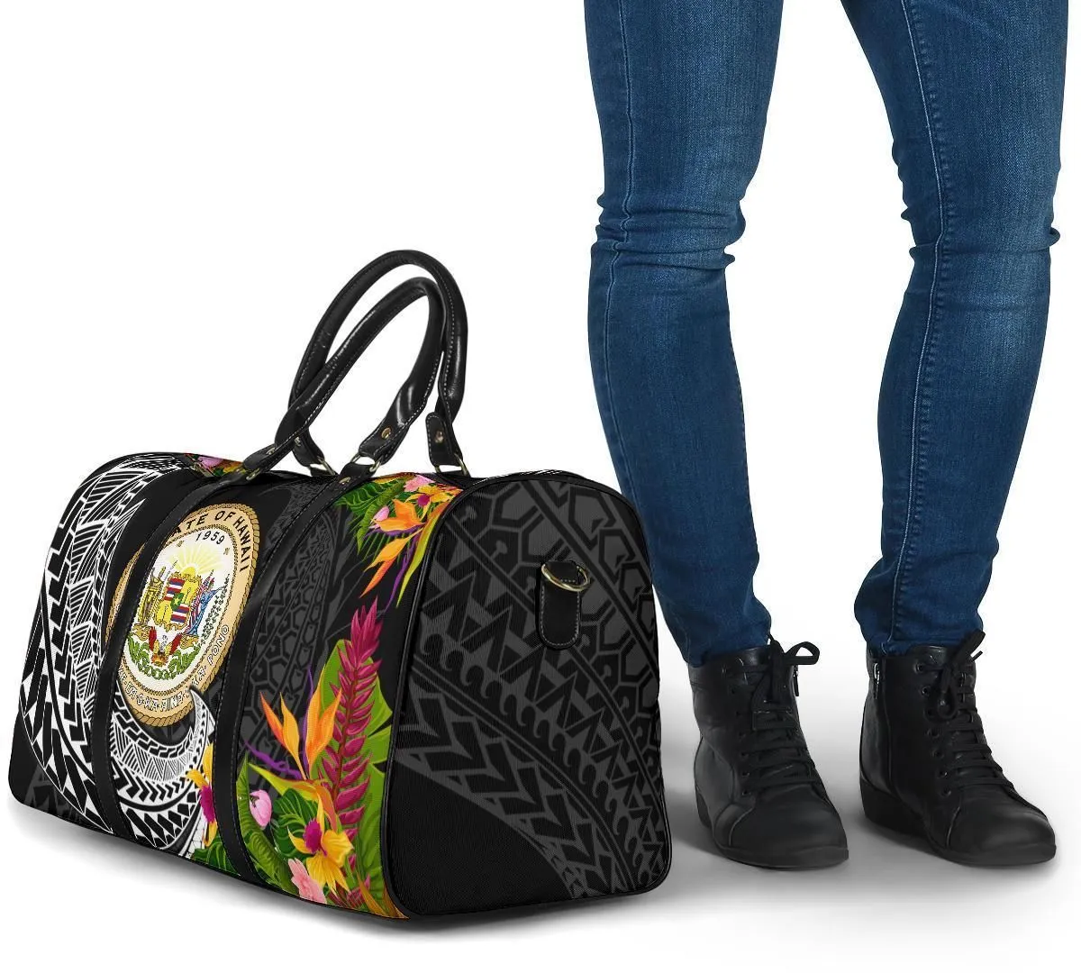 Hawaii Travel Bag - Seal Spiral Polynesian Patterns