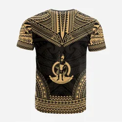 Vanuatu Custom Personalised T shirt - Vanuatu Coat Of Arms Polynesian Chief Tattoo Gold Version