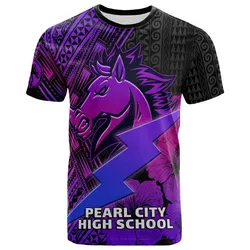 Hawaii Custom Personalised T shirt - Pearl City High School Horse and Thunder Hibiscus Polynesian LT10