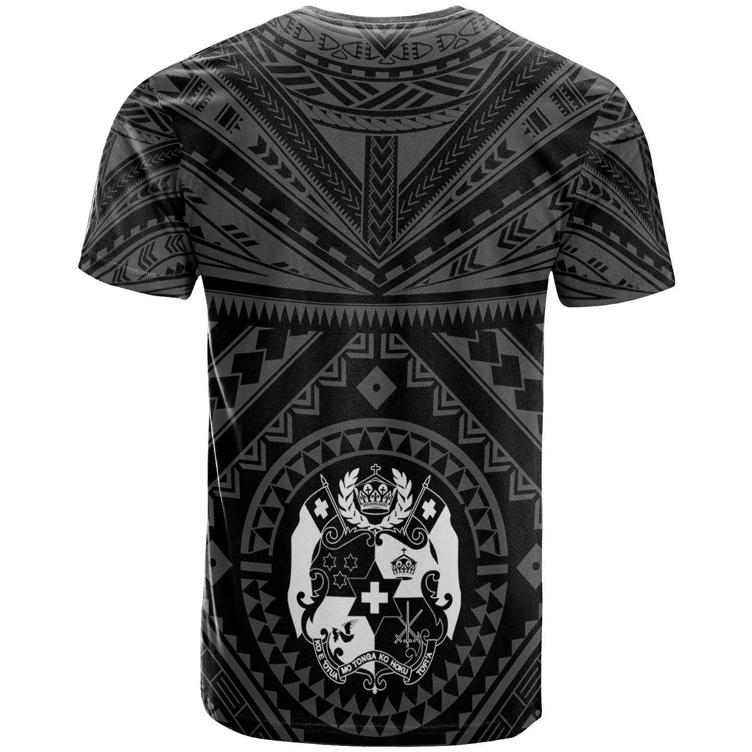 Tonga T-Shirt - Tonga Seal With Polynesian Tattoo Style (Black)