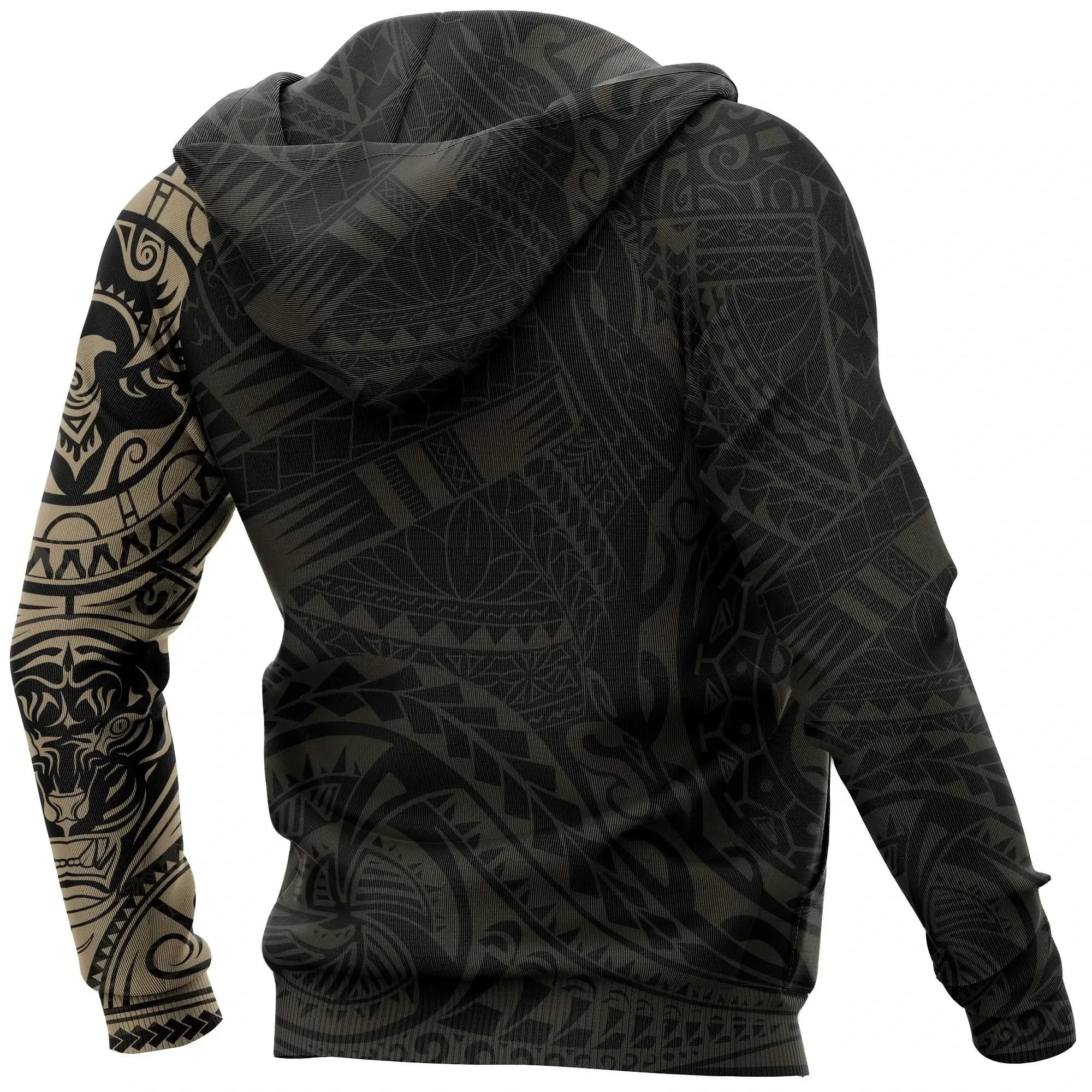 Polynesian The Stylized Bird And Tiger Tattoo Style Hoodie A7
