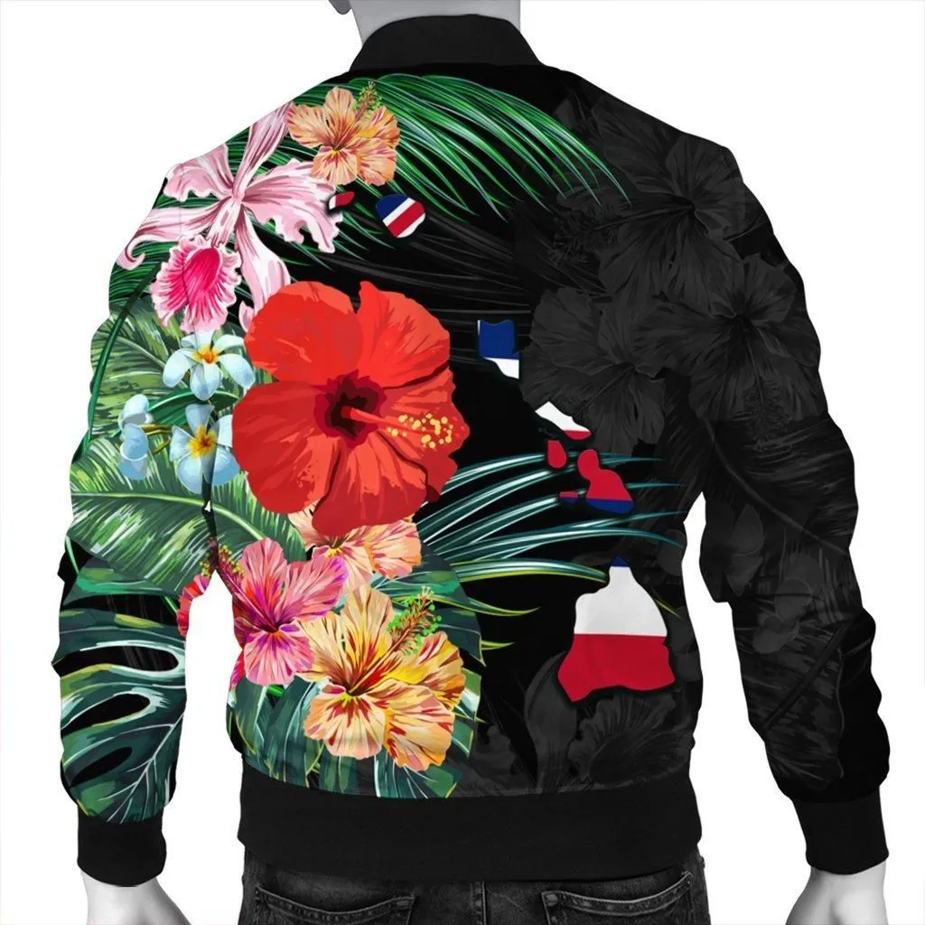 Hawaiian Map Hawaii Flag Hibiscus Polynesian Bomber Jacket AH
