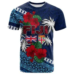 (Custom Personalised) Fiji Patterns With Hibiscus T Shirt LT6