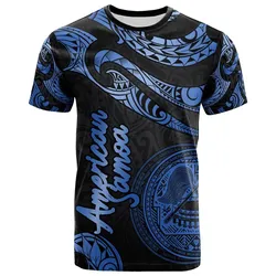 American Samoa Polynesian T-Shirt - Poly Tattoo Blue Version