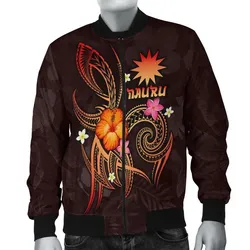 Nauru Polynesian Men's Bomber Jacket - Legend of Nauru (Red) - BN15