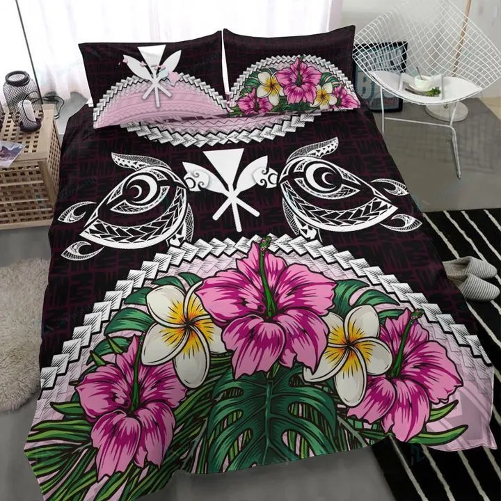 Kanaka Maoli Polynesian turtle hibiscus bedding set