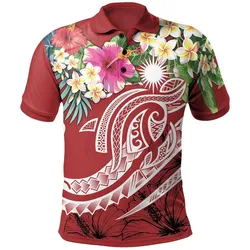 Marshall Islands Polynesian Polo Shirt - Summer Plumeria (Red)