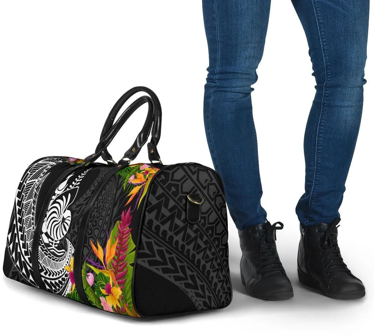 New Caledonia Travel Bag - Seal Spiral Polynesian Patterns