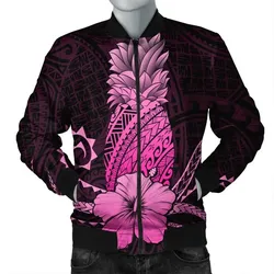 Alohawaii Jacket - Hawaii Polynesian Pineapple Hibiscus Bomber Jacket - Pink - AH - J4R