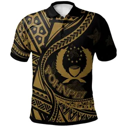 Polynesian Pride Polo Shirt - Pohnpei Polo Shirt Plumeria Flowers Gold Version