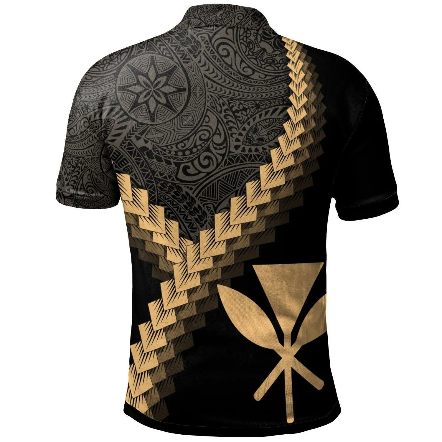 Hawaii Kanaka Maoli Polo Shirt - Hawaii Kanaka Maoli Coat Of Arms With Polynesian Tattoo Gold