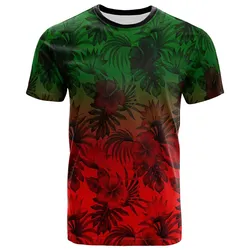 Polynesian T-Shirts - Red Hibiscus Patterns