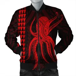 FamilyGater Jacket - Hawaii Octopus KaKau Polynesian Bomber Jacket - Red - AH - J4R