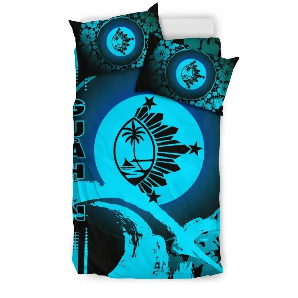 Guam Bedding Set - Hibiscus And Wave Navy K7