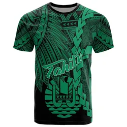 Tahiti Polynesian T shirt - Tribal Wave Tattoo Green