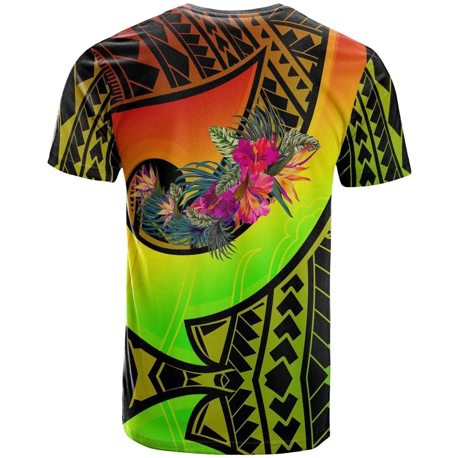 Guam T shirt - Polynesian Hook and Hibiscus (Raggae)